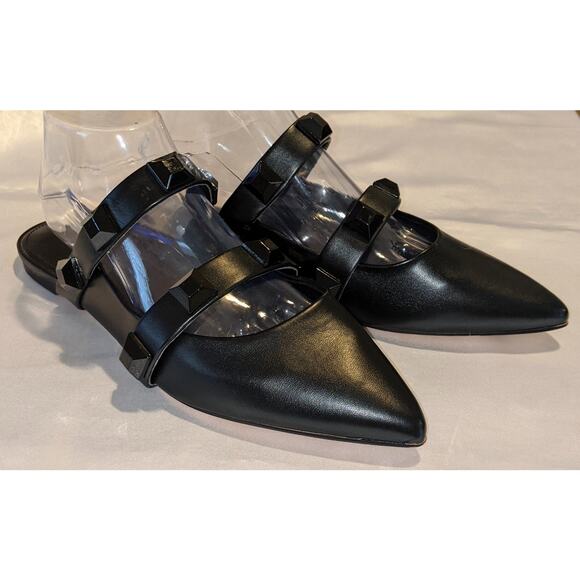 Marc Fisher Womens Searli Studded Strappy Mules Flats Black Size 10 Pointed Toe - Picture 2 of 9